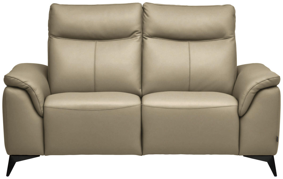 2-SITZER-SOFA  in Echtleder Ecru   - Ecru/Schwarz, Design, Leder/Metall (176/105/98cm) - Belluti