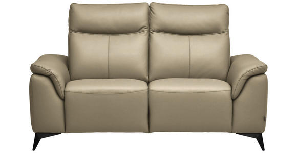 2-SITZER-SOFA  in Echtleder Ecru   - Ecru/Schwarz, Design, Leder/Metall (176/105/98cm) - Belluti