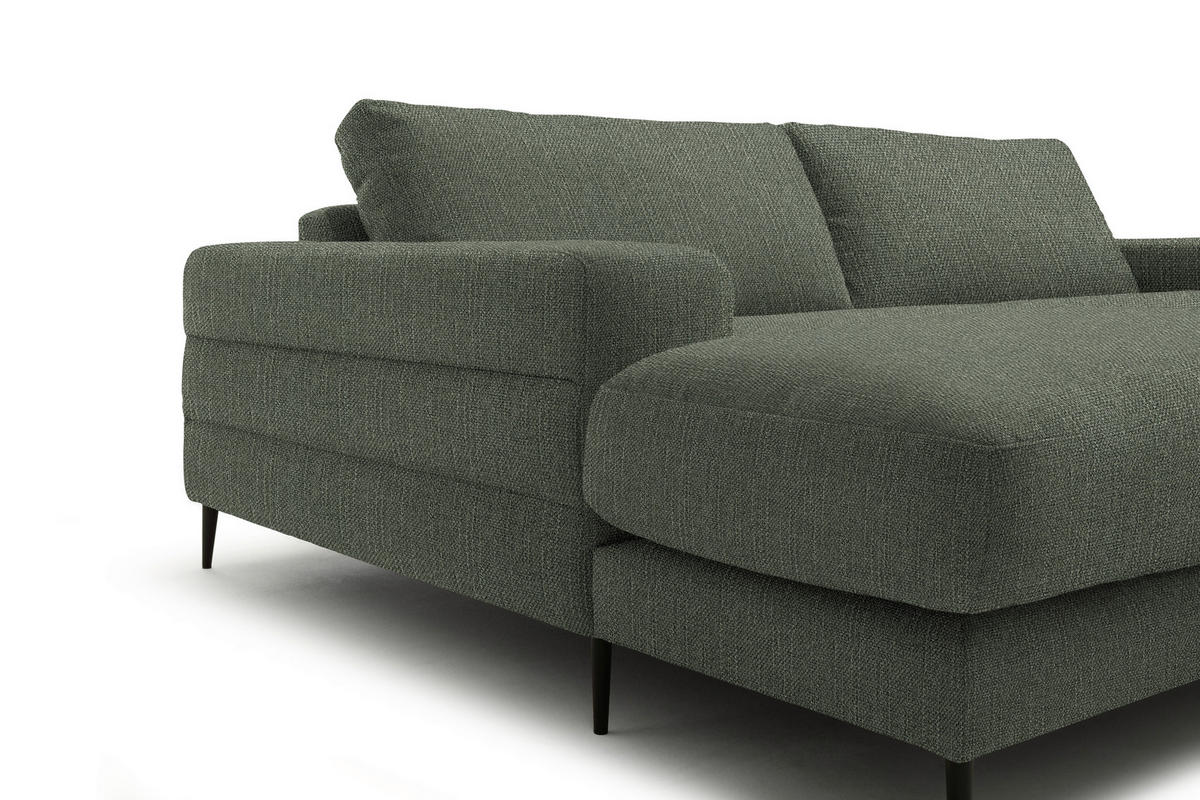 ECKSOFA in Flachgewebe Grün  - Schwarz/Grün, Design, Textil/Metall (177/253cm) - Dieter Knoll