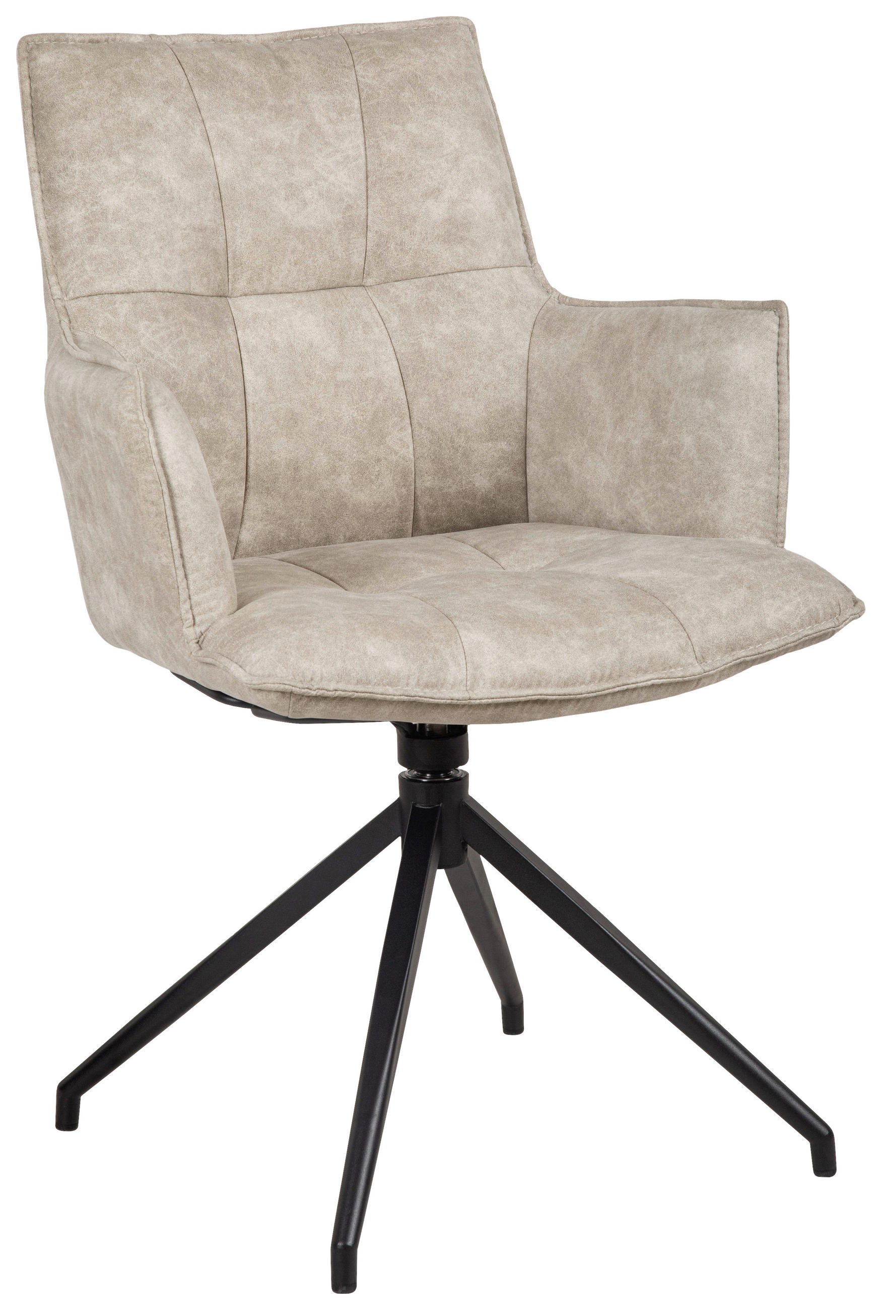 ARMLEHNSTUHL  Wippfunktion, Sitzfläche 360° drehbar, automatische Rückholfunktion Mikrofaser  Schwarz, Taupe  - Taupe/Schwarz, Design, Textil/Metall (59/88,5/62cm) - Novel