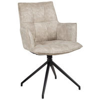 ARMLEHNSTUHL  Wippfunktion, Sitzfläche 360° drehbar, automatische Rückholfunktion Mikrofaser  Schwarz, Taupe  - Taupe/Schwarz, Design, Textil/Metall (59/88,5/62cm) - Novel