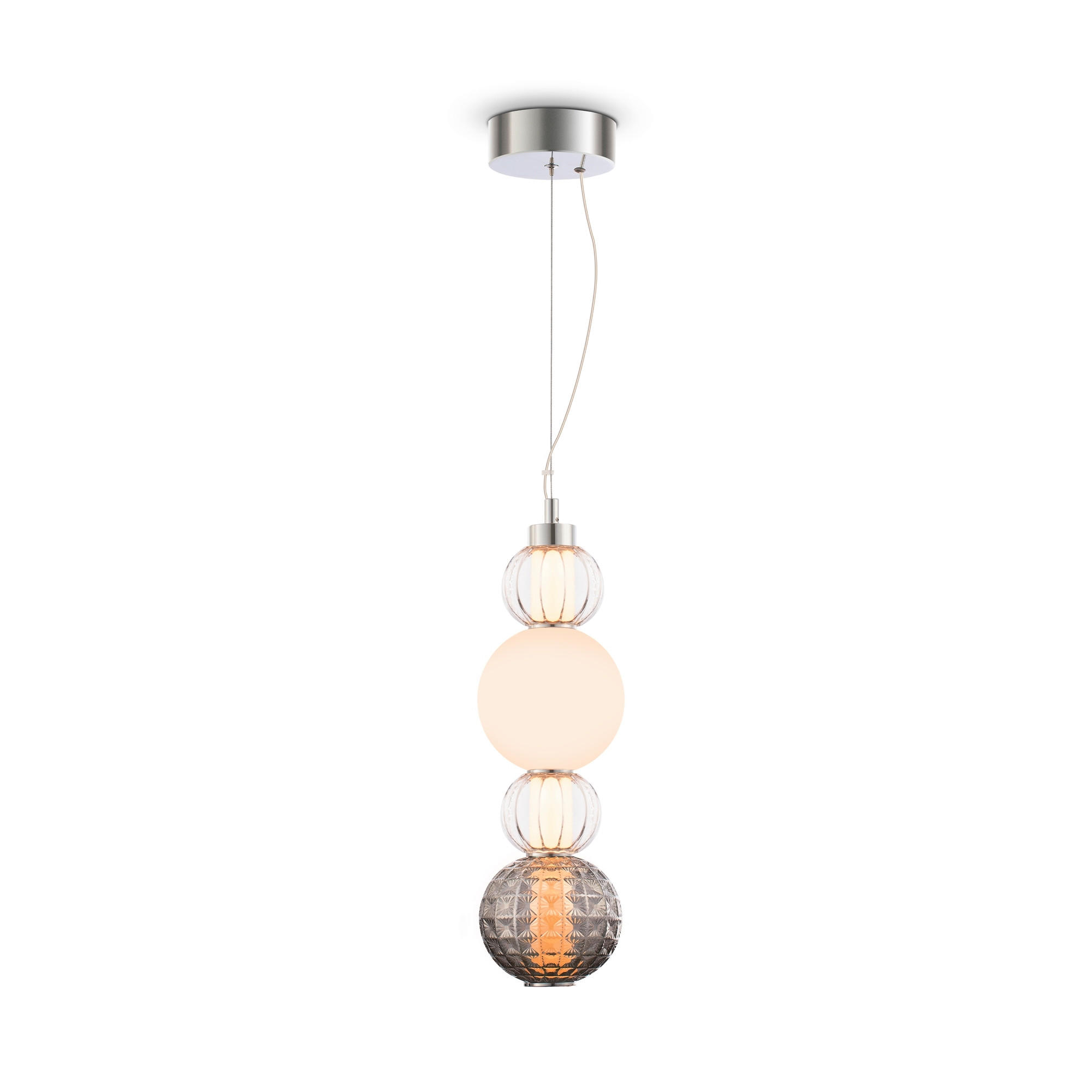 PENDELLEUCHTE 14.7/45 cm    - Chromfarben/Transparent, Trend, Glas/Kunststoff (14.7/45cm) - MAYTONI