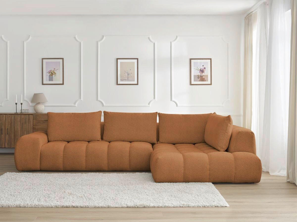 ECKSOFA Ottomane rechts  EVEREST Orange Flachgewebe  - Schwarz/Orange, MODERN, Kunststoff/Textil (352/210cm) - Livetastic
