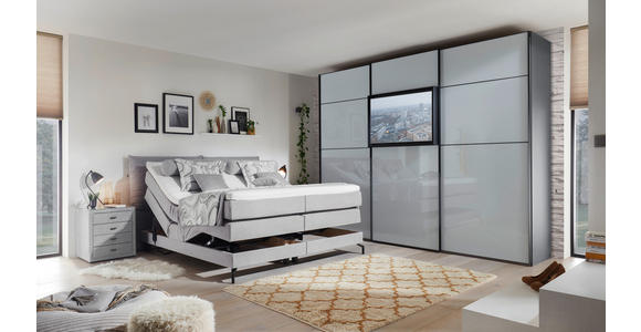 BOXSPRINGBETT 180/200 cm  in Hellgrau  - Hellgrau/Schwarz, KONVENTIONELL, Textil/Metall (180/200cm) - Esposa