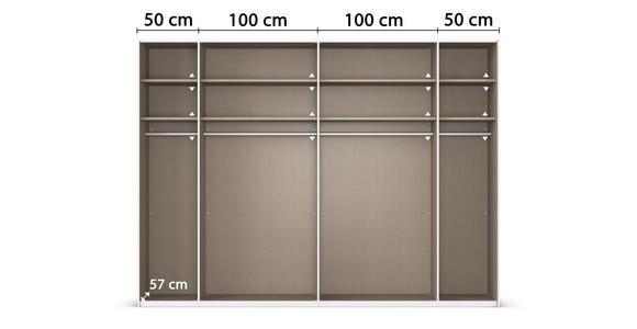 SCHWEBETÜRENSCHRANK 301/223/68 cm 2-türig Eichefarben, Champagner  - Champagner/Eichefarben, Design, Glas/Holzwerkstoff (301/223/68cm) - Novel