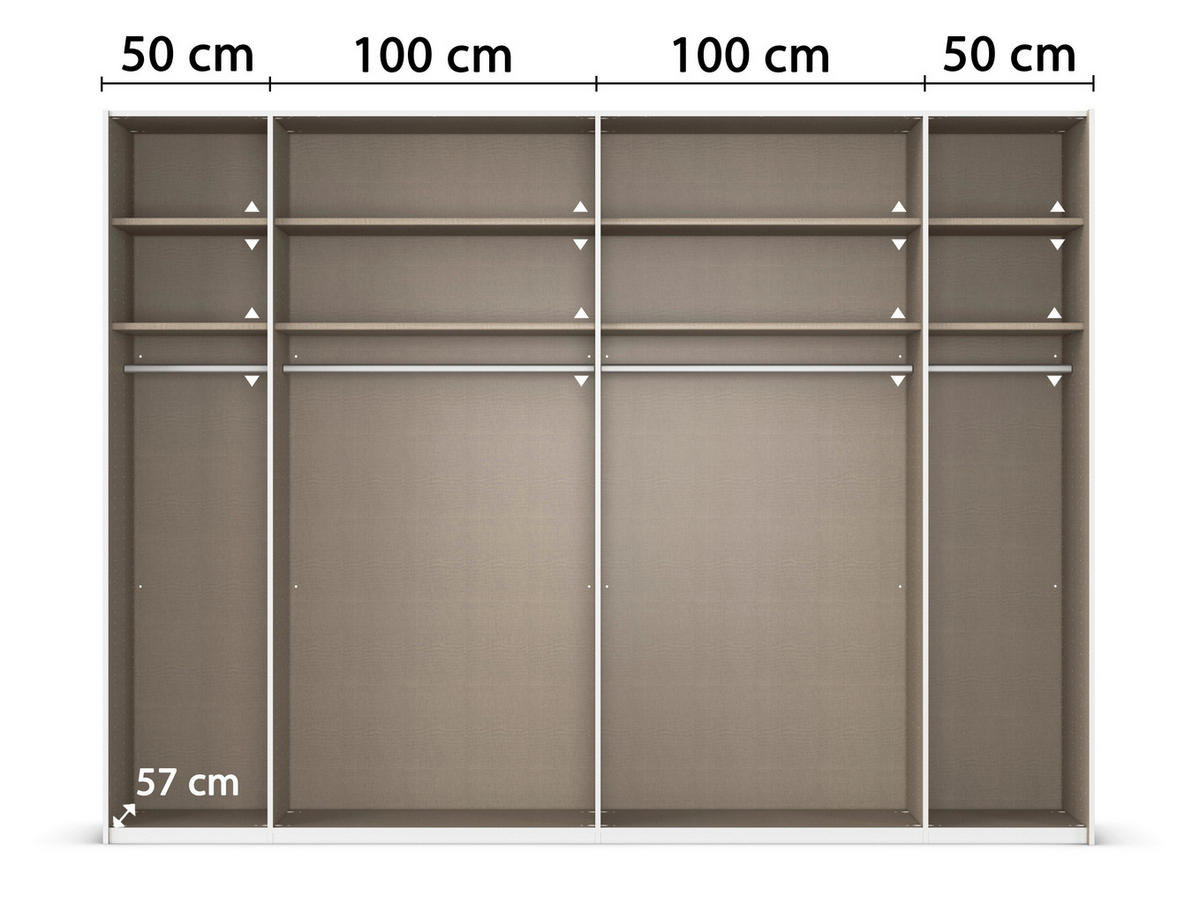 SCHWEBETÜRENSCHRANK 301/223/68 cm 2-türig Eichefarben, Fango  - Fango/Eichefarben, Design, Glas/Holzwerkstoff (301/223/68cm) - Novel