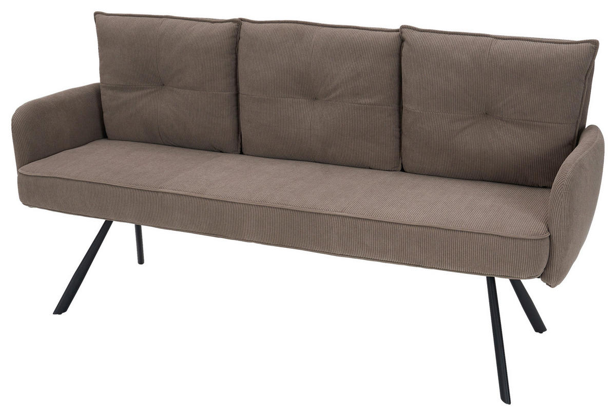 SITZBANK 180/93/67 cm Cord Braun Metall  - Schwarz/Braun, Design, Textil/Metall (180/93/67cm) - Novel