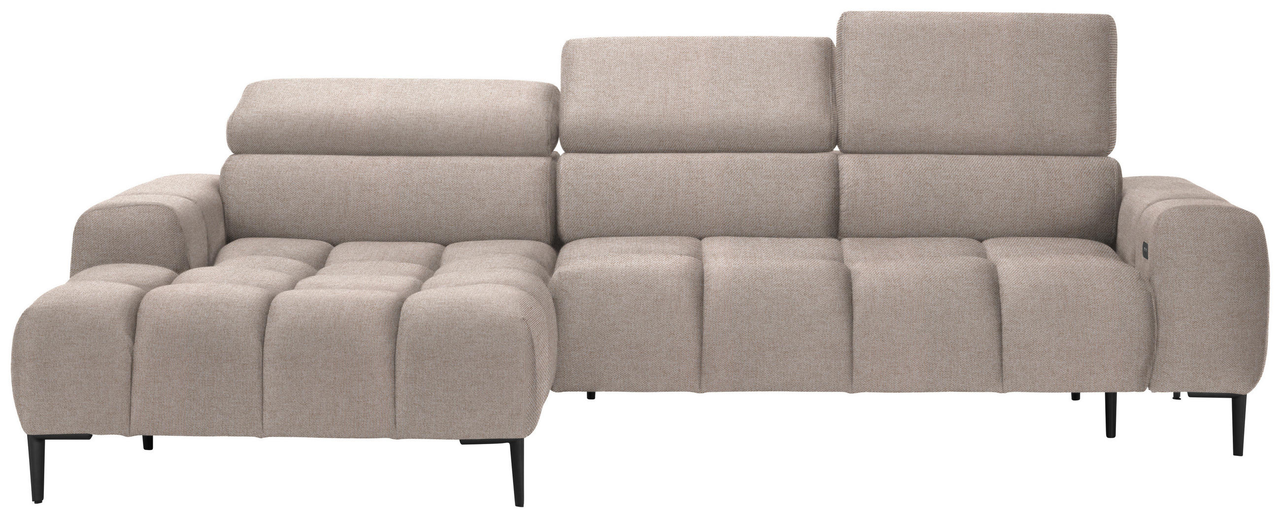 ECKSOFA in Webstoff Beige  - Beige/Schwarz, Design, Textil/Metall (177/270cm) - Welnova