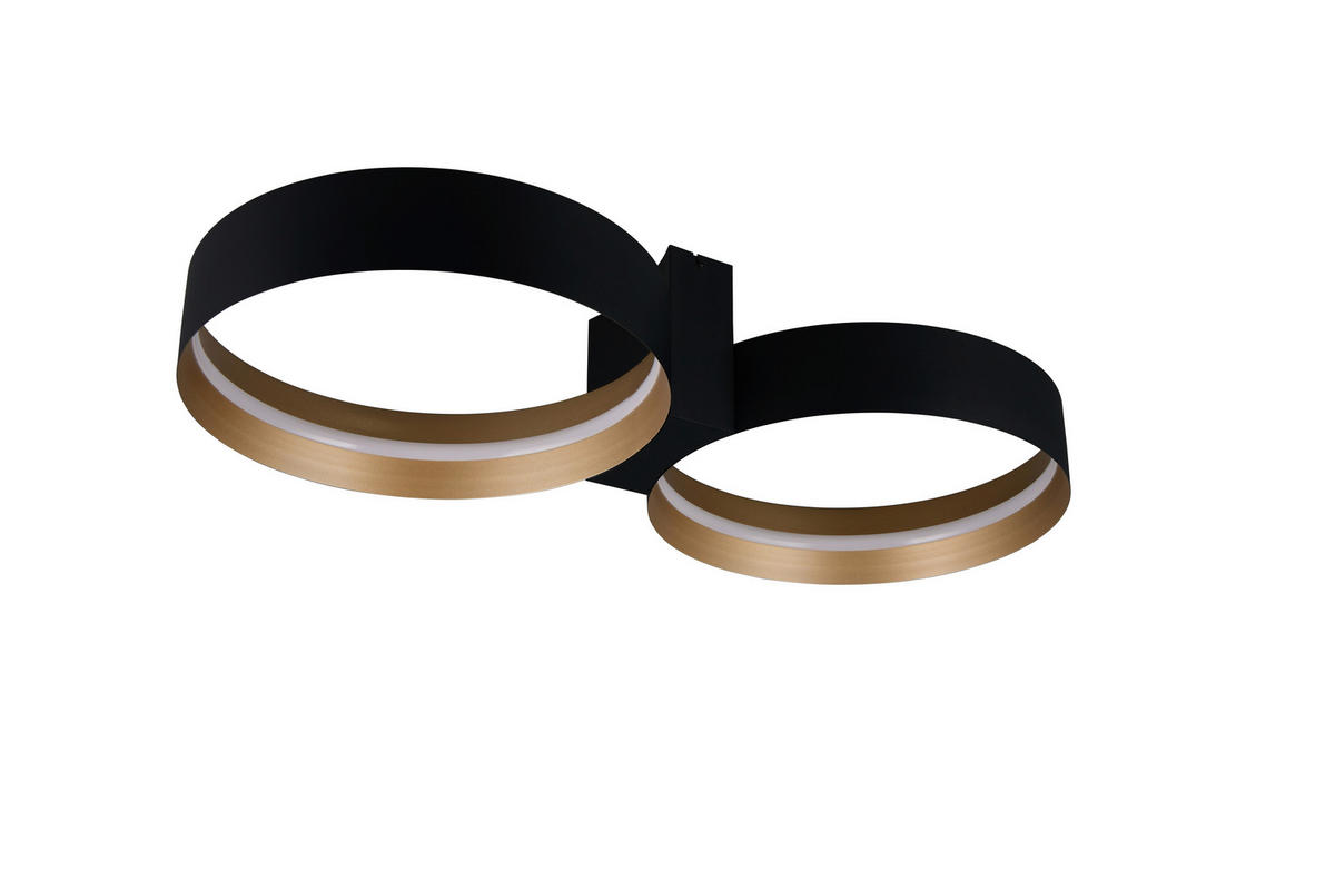 LED-TAKLAMPA LOOP Musterring 94/45/19 cm  - svart/guldfärgad, Design, metall (94/45/19cm) - Trio Leuchten