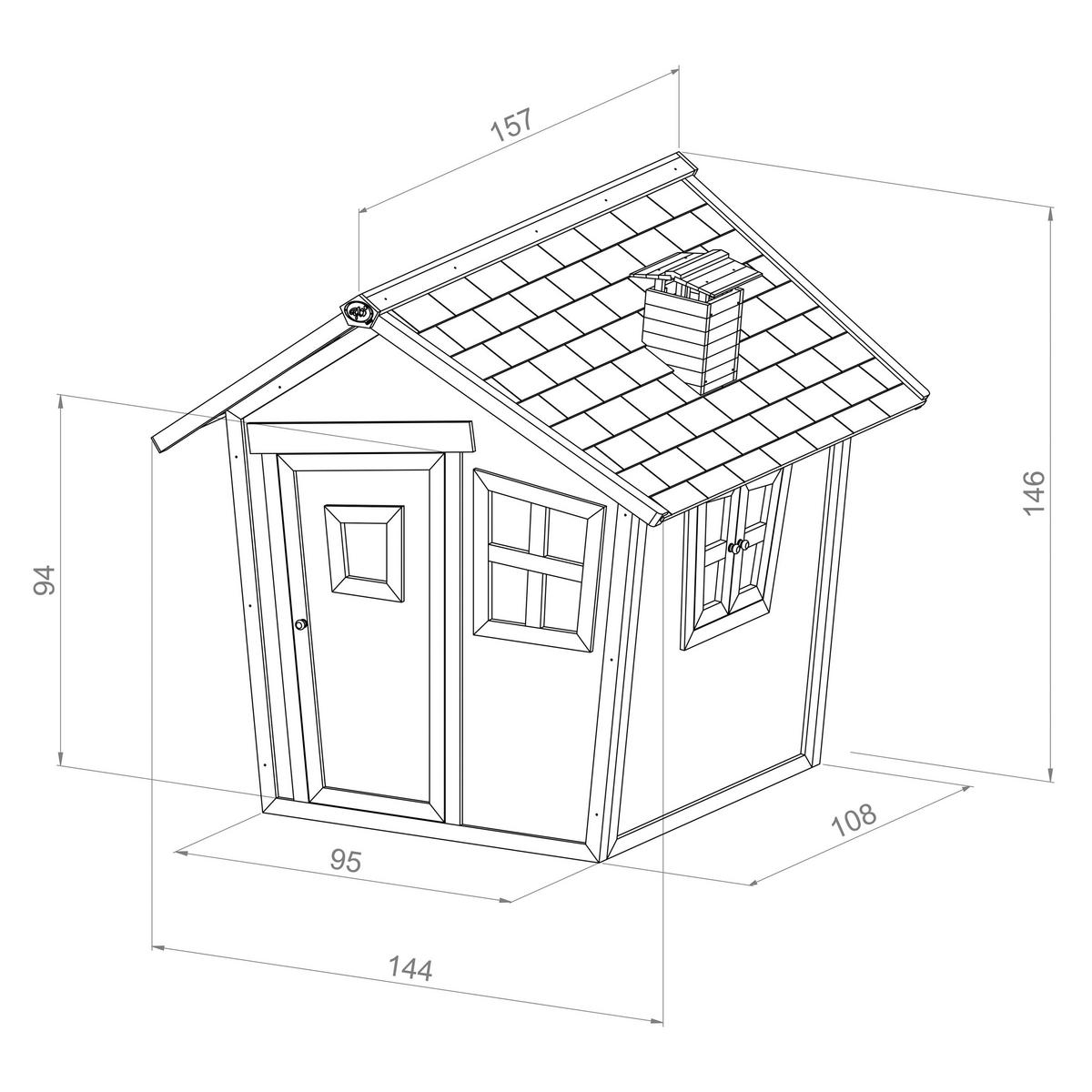 SPIELHAUS 144/146/157 cm  - Braun/Weiß, KONVENTIONELL, Holz (144/146/157cm) - Ambia Garden