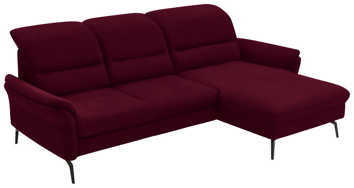 ECKSOFA in Flachgewebe Bordeaux  260/181 cm  - Bordeaux/Schwarz, KONVENTIONELL, Textil/Metall (260/181cm) - Beldomo Speed