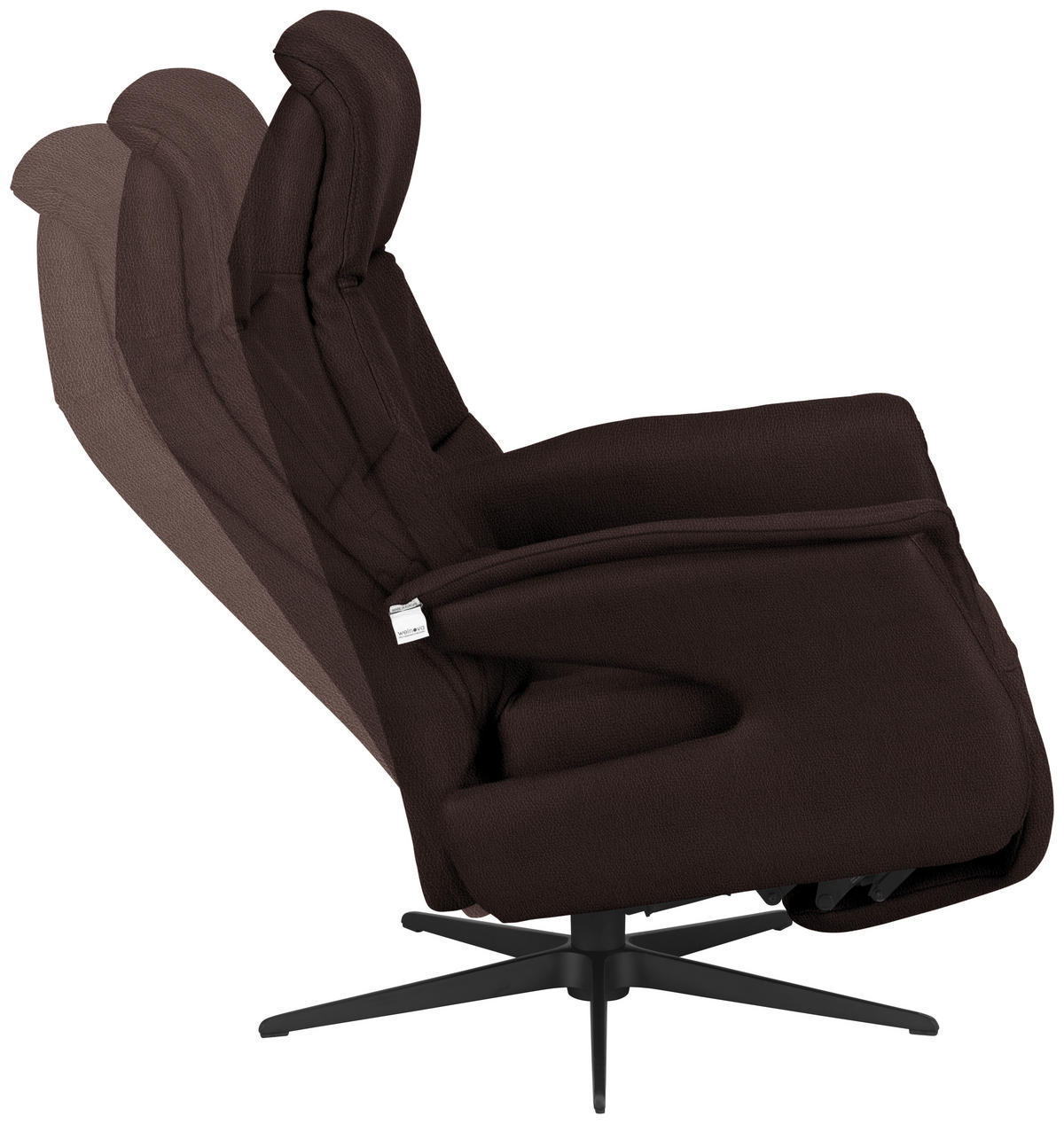 RELAXSESSEL Echtleder    - Dunkelbraun/Schwarz, Design, Leder/Metall (74/105/83cm) - Welnova