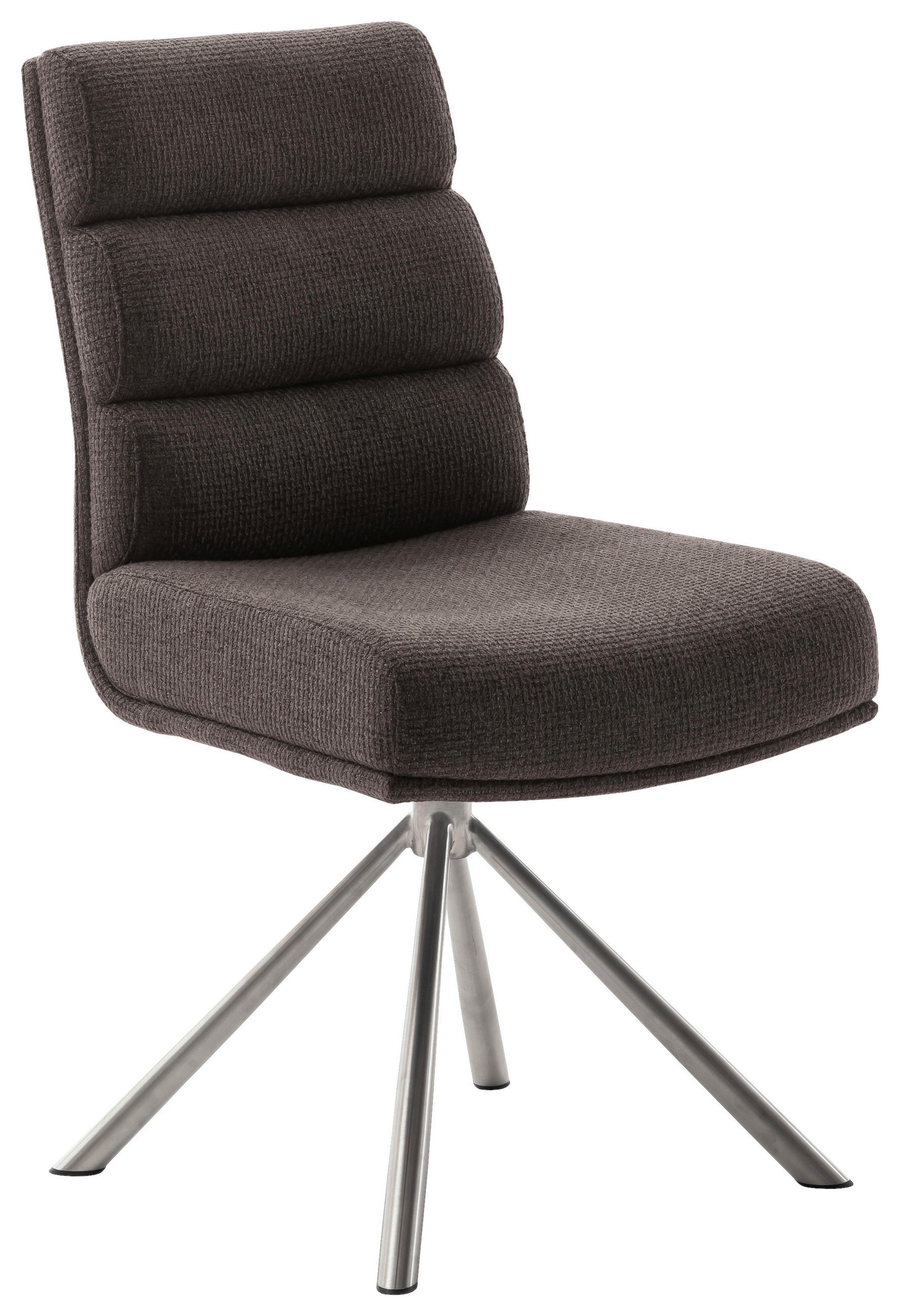 STUHL  in Edelstahl Webstoff Metall, Textil  - Edelstahlfarben/Cappuccino, Design, Textil/Metall (47/90/64cm) - Dieter Knoll