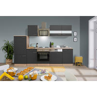 KÜCHENBLOCK 280 cm   in Grau  - Edelstahlfarben/Eichefarben, Basics, Holzwerkstoff/Metall (280cm) - Respekta