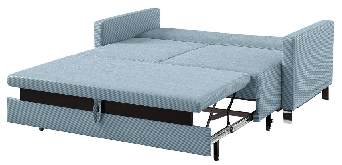 SCHLAFSOFA Feincord Hellblau  - Chromfarben/Hellblau, Design, Textil/Metall (140/90/95cm) - Bali