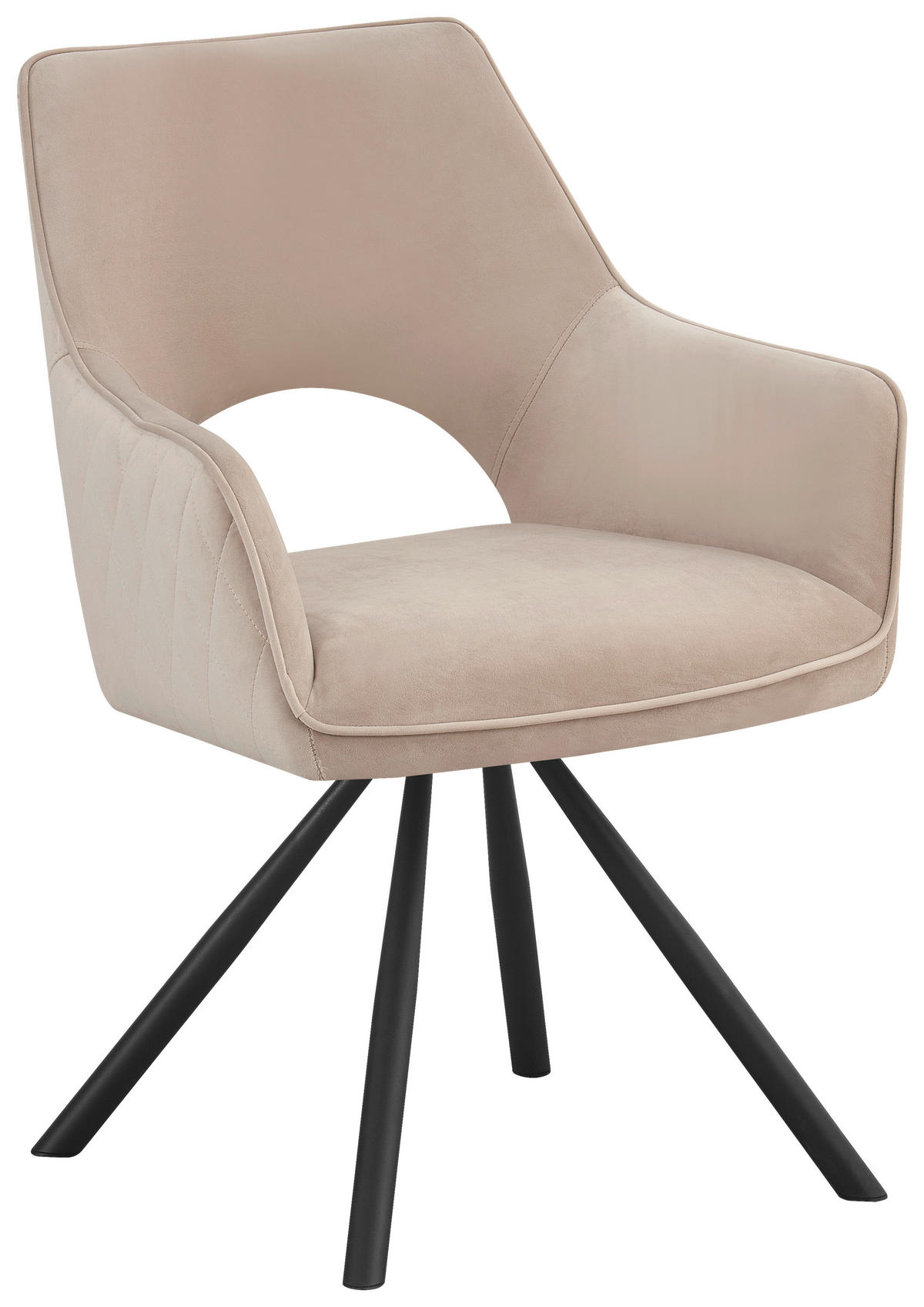 ARMLEHNSTUHL  in Eisen Webstoff  - Beige/Schwarz, Design, Textil/Metall (60/85/63cm) - Hom`in