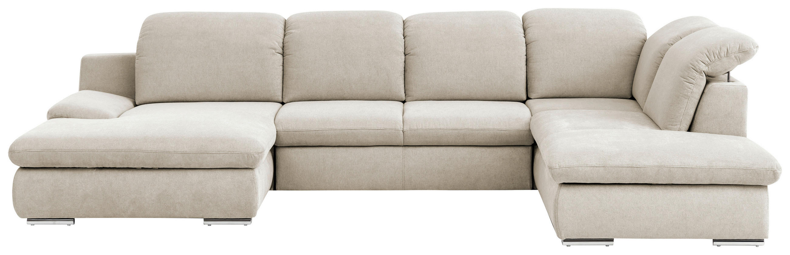 WOHNLANDSCHAFT in Chenille Creme  - Chromfarben/Creme, Design, Textil/Metall (165/353/212cm) - Livetastic