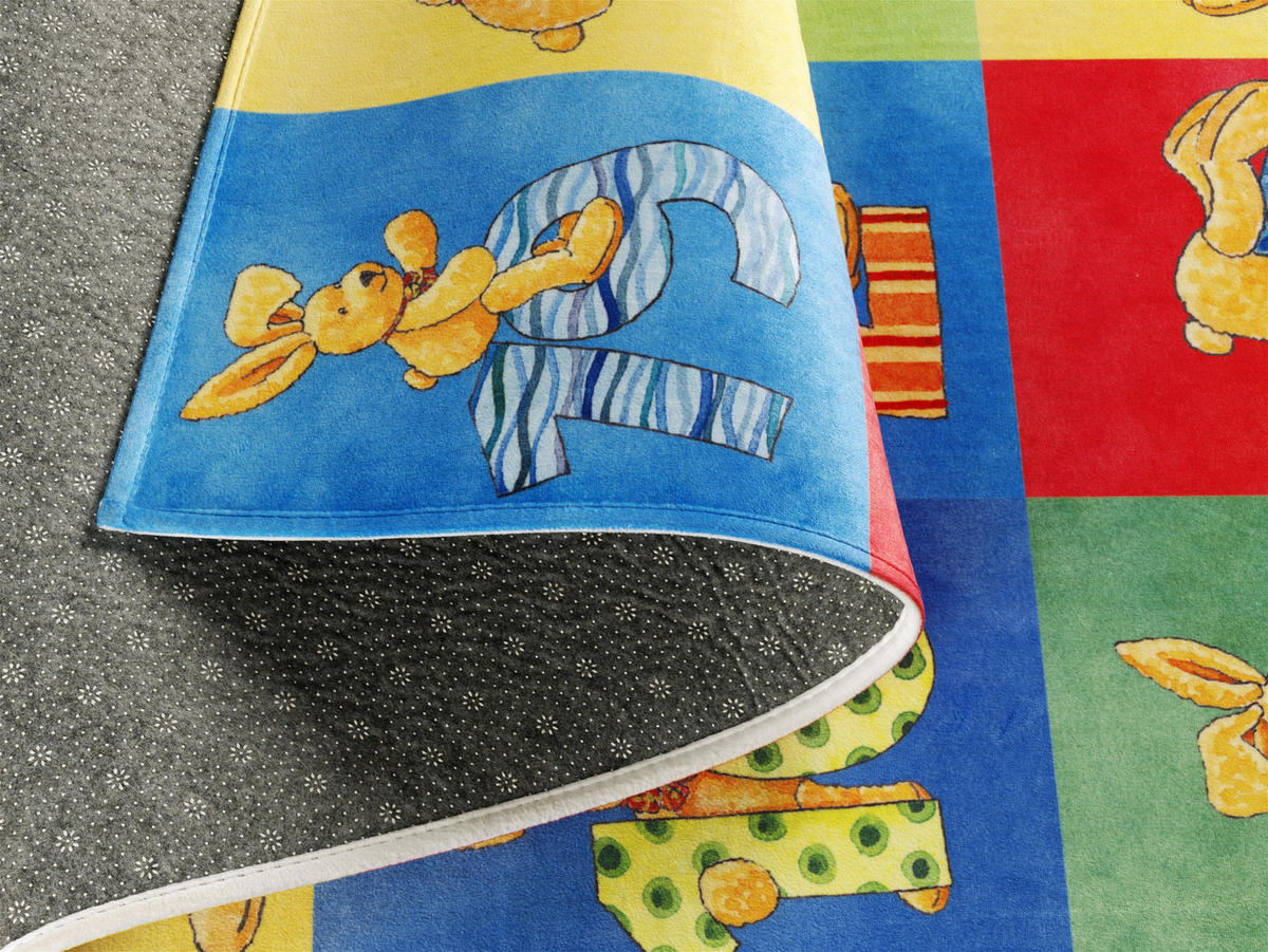 KINDERTEPPICH 100/160 cm Felix der Hase  - Blau/Gelb, Trend, Kunststoff/Textil (100/160cm)