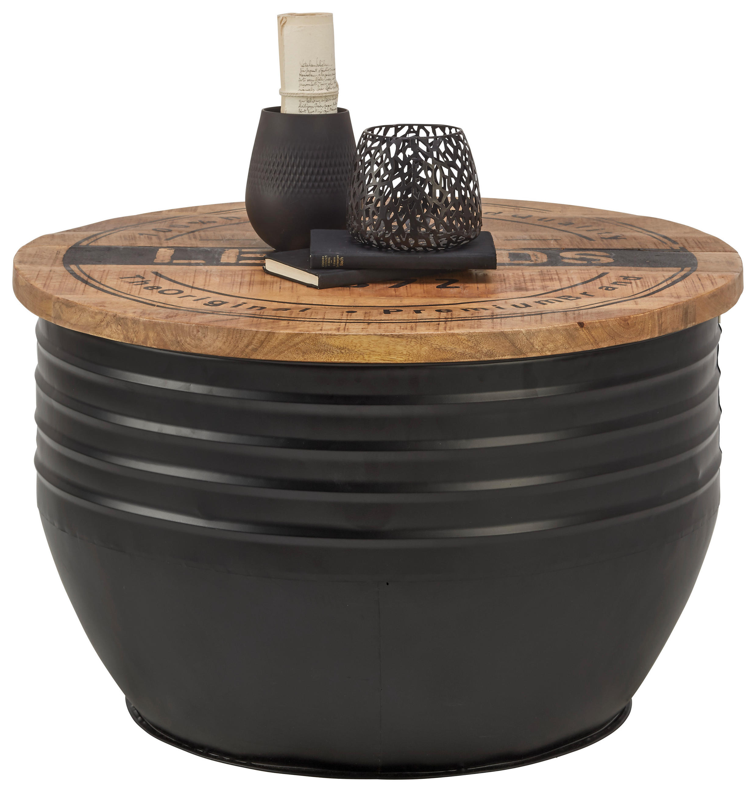 COUCHTISCH in Holz, Metall 75/75/45 cm  - Schwarz/Naturfarben, Trend, Holz/Metall (75/75/45cm) - Landscape