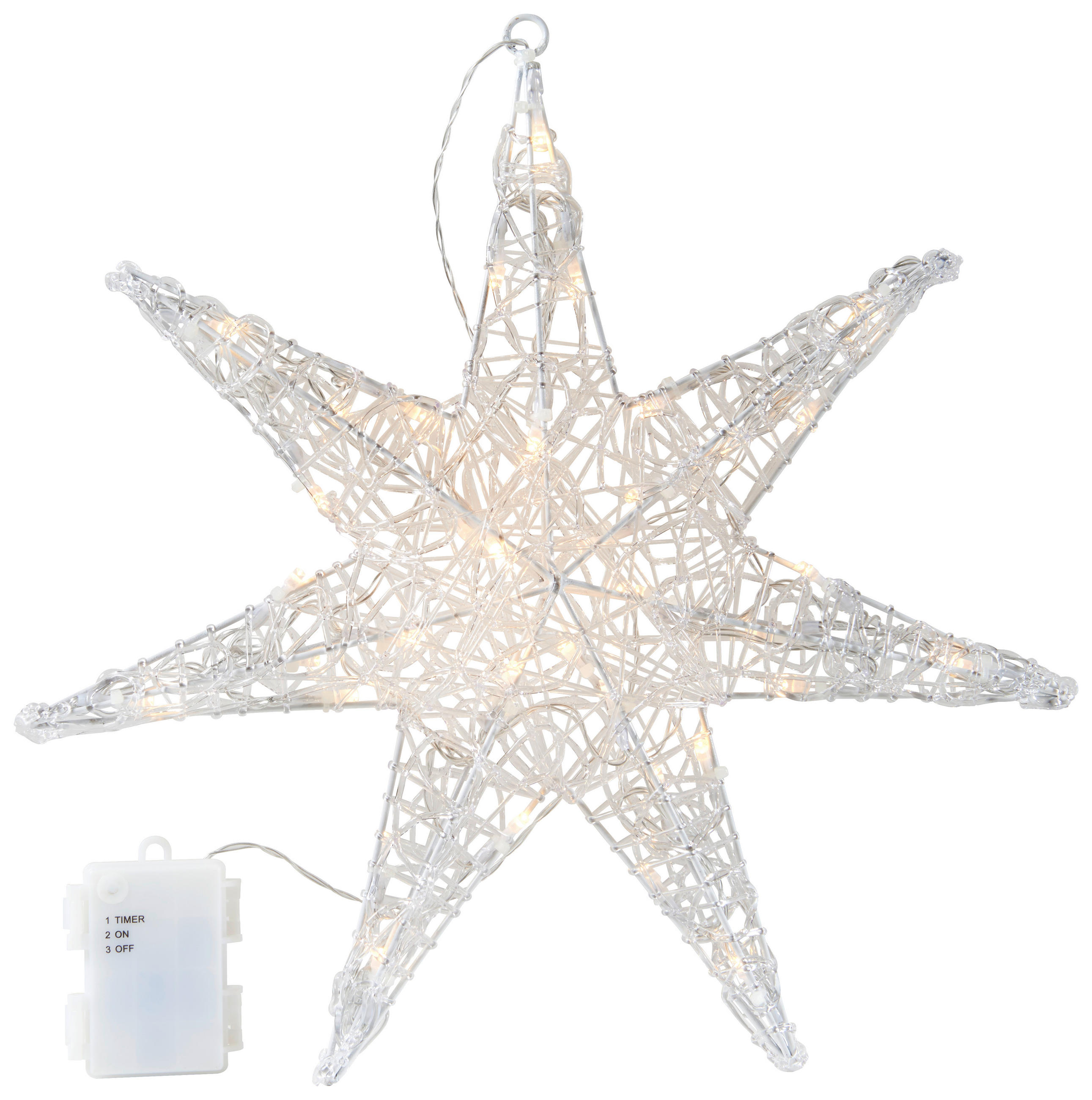 DEKORAČNÁ HVIEZDA - číra/biela, Lifestyle, kov/plast (40qm) - X-Mas