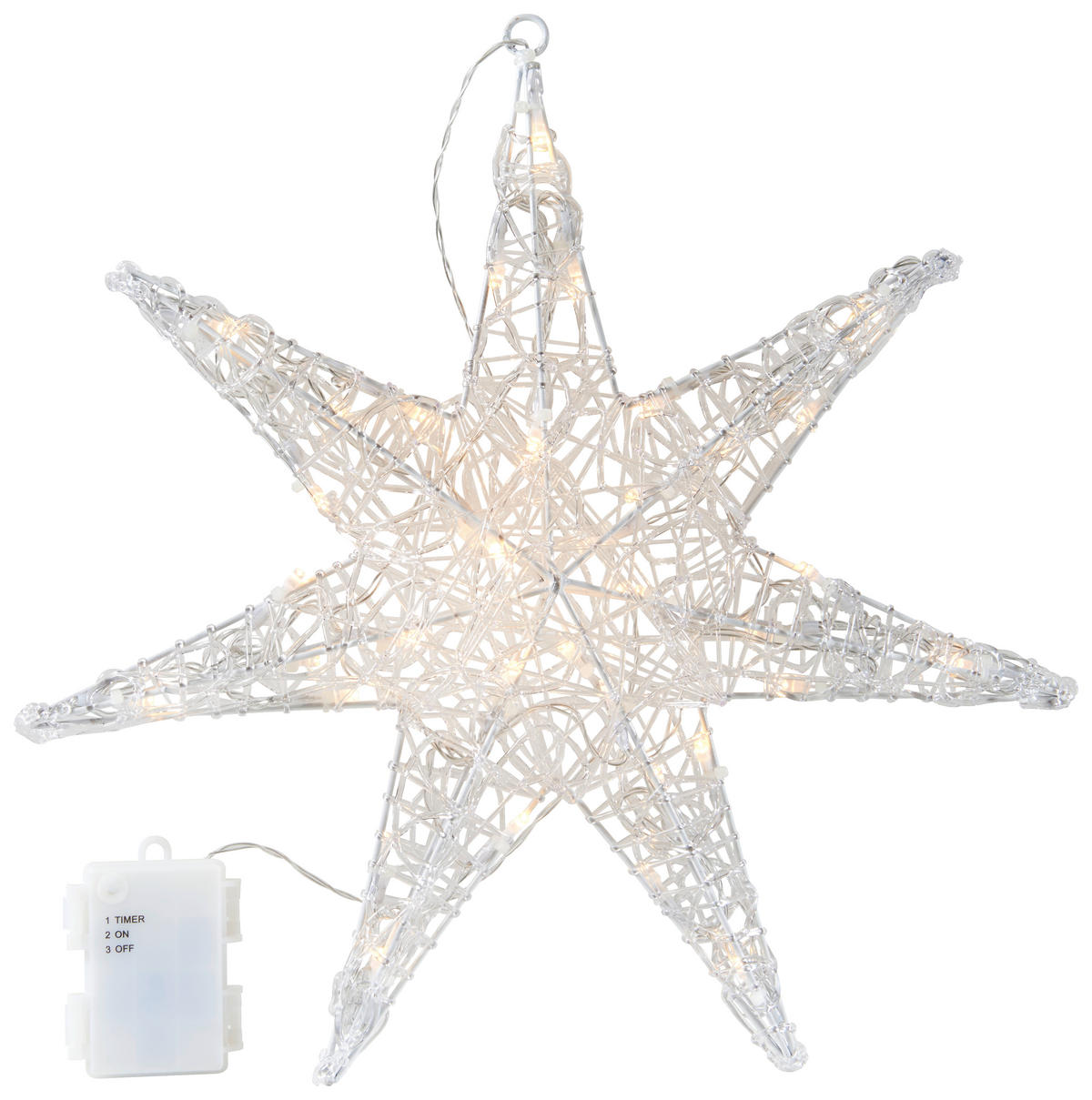 DEKORAČNÁ HVIEZDA - číra/biela, Lifestyle, kov/plast (40qm) - X-Mas