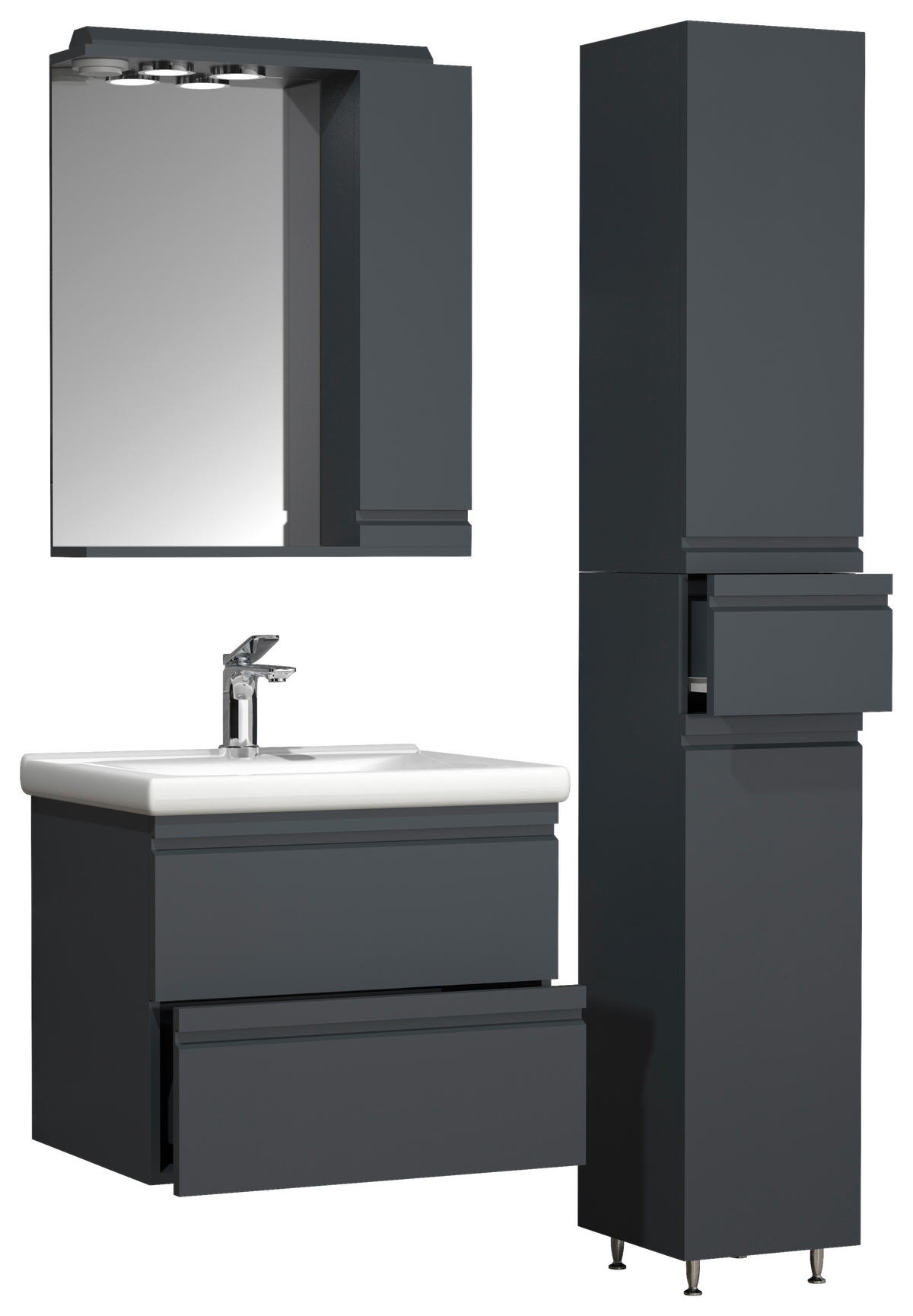 BADRUM 90 cm  - vit/antracit, Modern, trämaterial/glas (90cm) - MID.YOU