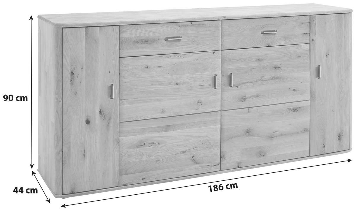 SIDEBOARD 186/90/44 cm  in Eichefarben  - Eichefarben/Silberfarben, Design, Holz/Metall (186/90/44cm) - Livetastic