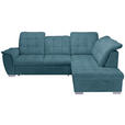 ECKSOFA Blau Chenille  - Chromfarben/Blau, KONVENTIONELL, Kunststoff/Textil (260/205cm) - Carryhome