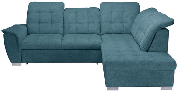 ECKSOFA Blau Chenille  - Chromfarben/Blau, KONVENTIONELL, Kunststoff/Textil (260/205cm) - Carryhome