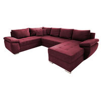 WOHNLANDSCHAFT Beere Mikrofaser  - Chromfarben/Beere, KONVENTIONELL (219/305/157cm) - Livetastic