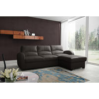 ECKSOFA Lederlook Echtleder Dunkelbraun  - Dunkelbraun/Schwarz, Design, Leder/Kunststoff (227/168cm) - Livetastic