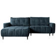 ECKSOFA  in Chenille Blau  - Blau/Schwarz, KONVENTIONELL, Holz/Textil (180/266cm) - Carryhome