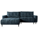 ECKSOFA in Chenille Blau  - Blau/Schwarz, KONVENTIONELL, Holz/Textil (180/266cm) - Carryhome