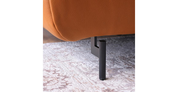 ECKSOFA in Echtleder Cognac 313/165 cm - Cognac/Schwarz, Design, Leder/Metall (313/165cm) - Emilio Belluti