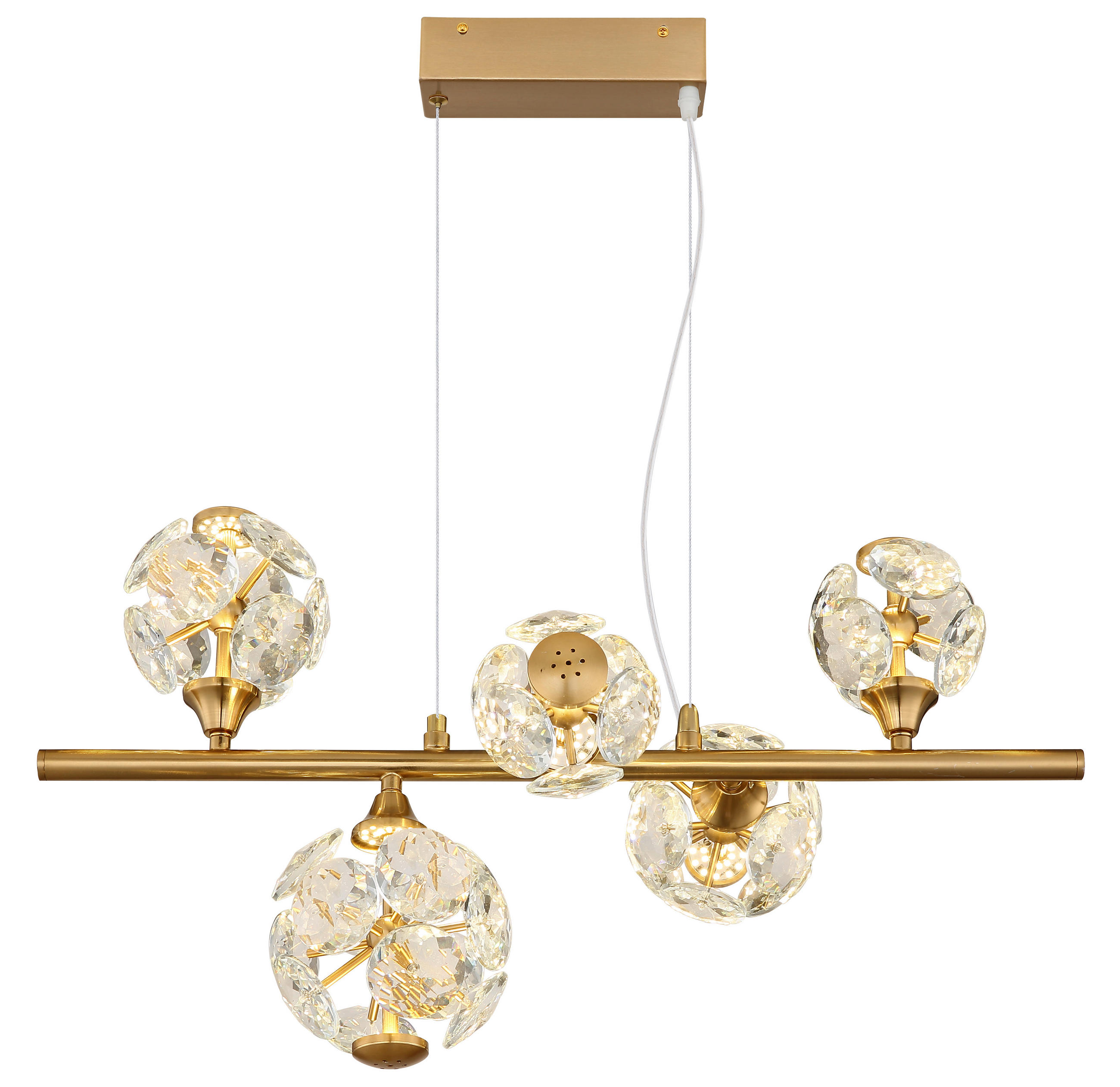LED-HÄNGELEUCHTE VIRINA 61/31/150 cm   - Klar/Goldfarben, KONVENTIONELL, Glas/Metall (61/31/150cm) - Globo