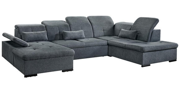 WOHNLANDSCHAFT Dunkelgrau Chenille  - Dunkelgrau/Grau, KONVENTIONELL, Kunststoff/Textil (240/340/188cm) - Carryhome