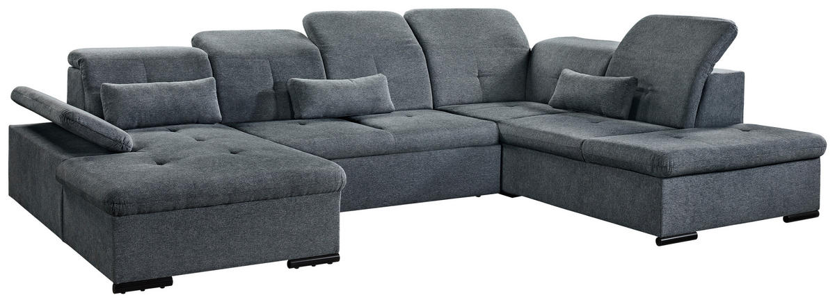 WOHNLANDSCHAFT Dunkelgrau Chenille  - Dunkelgrau/Grau, KONVENTIONELL, Kunststoff/Textil (240/340/188cm) - Carryhome