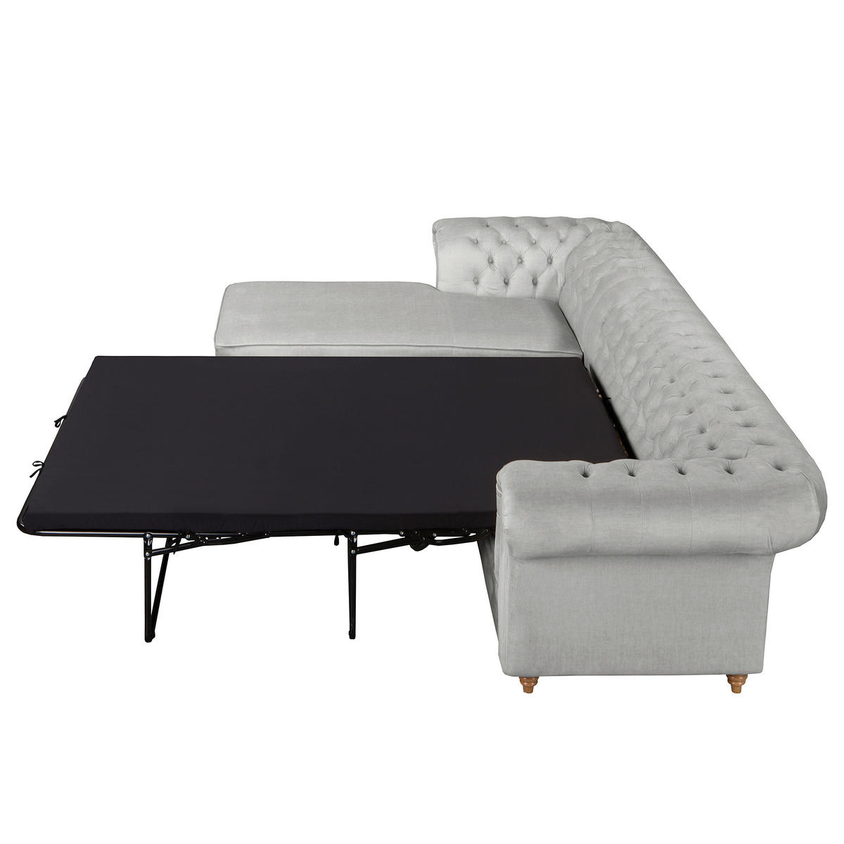 ECKSOFA Mikrofaser Hellgrau  - Hellgrau/Braun, Design, Holz/Textil (182/284cm) - P & B
