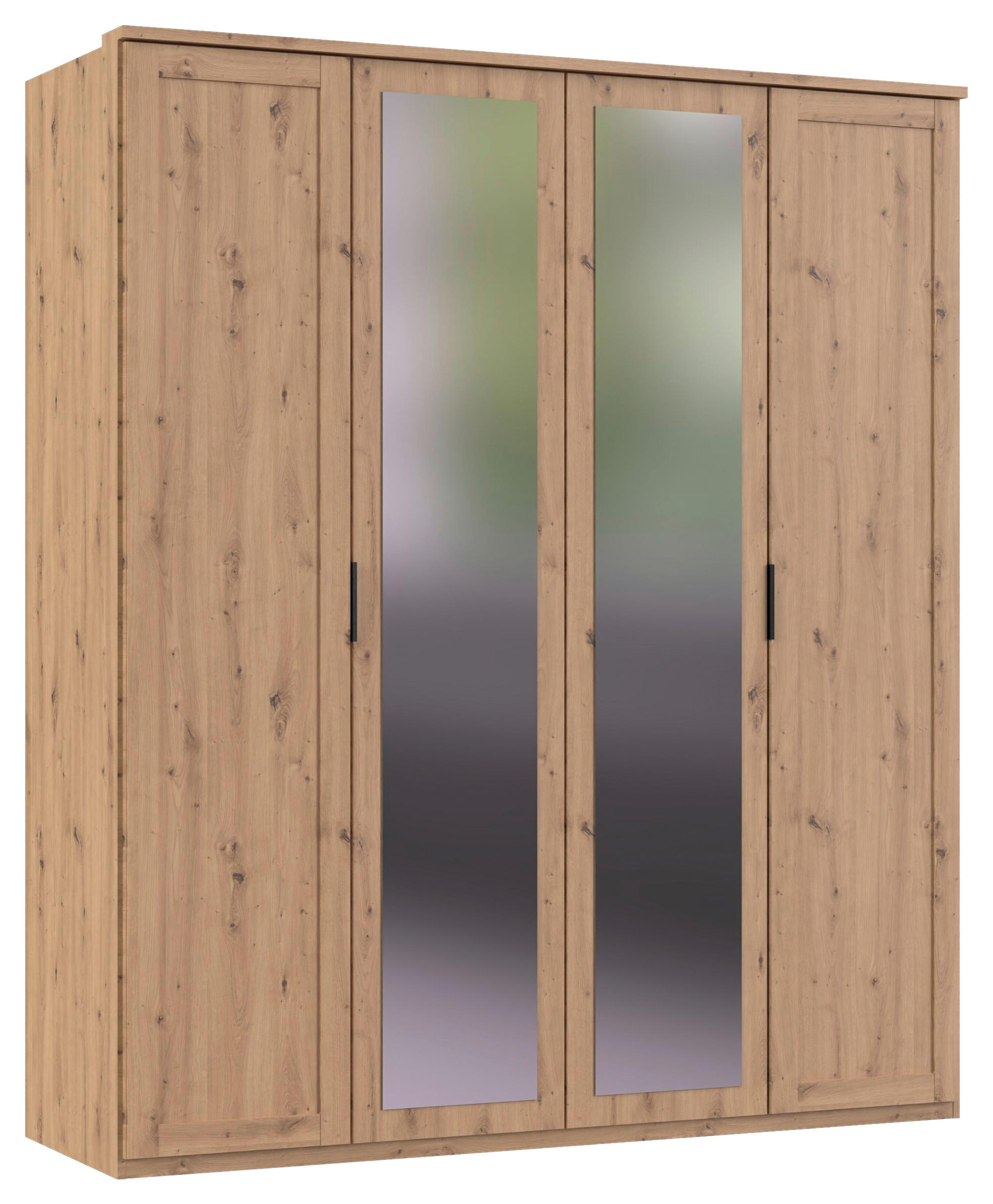 DREHTÜRENSCHRANK in Eiche Artisan  - Schwarz/Eiche Artisan, Konventionell, Glas/Holzwerkstoff (180/210/58cm) - MID.YOU