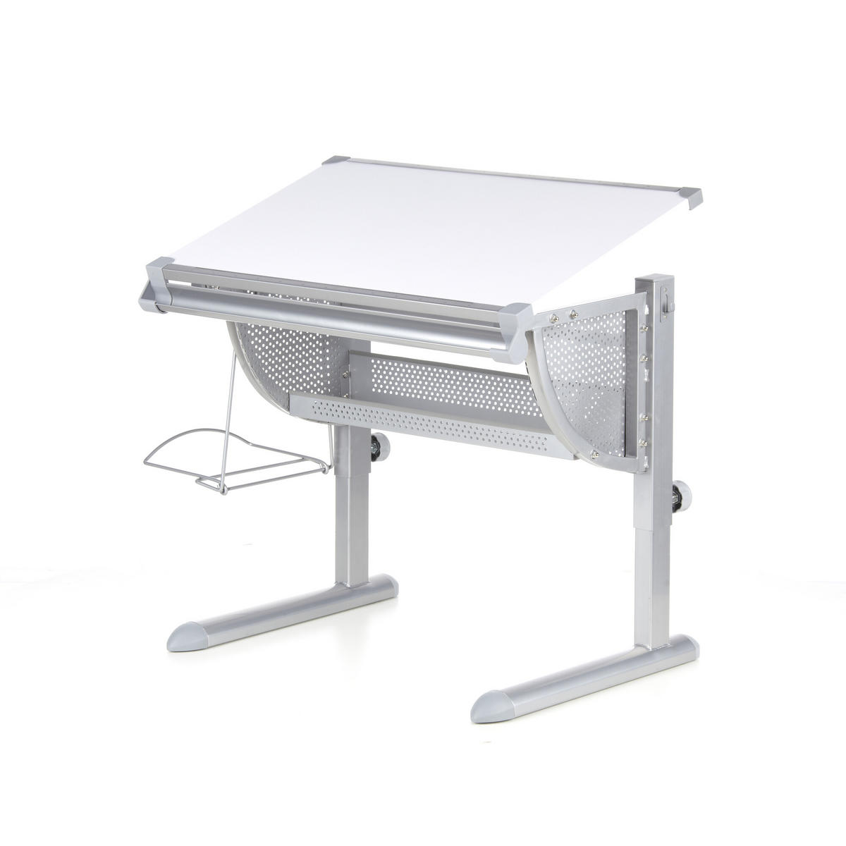 JUGENDSCHREIBTISCH 50/80/56-80 cm  - Silberfarben/Weiß, Basics, Holzwerkstoff/Kunststoff (50/80/56-80cm) - MID.YOU