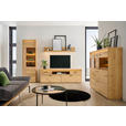 WOHNWAND  in Eichefarben  267/201,9/49,8 cm  - Eichefarben/Schwarz, Natur, Glas/Holz (267/201,9/49,8cm) - Linea Natura