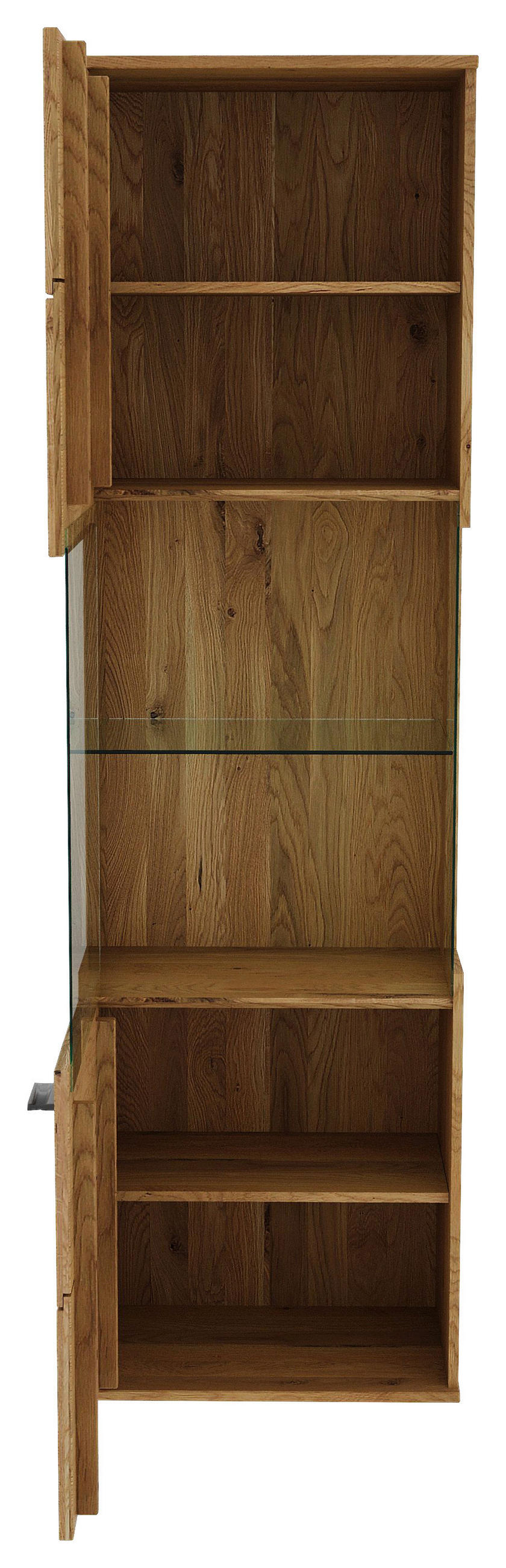 VITRINE  in massiv Eiche Eichefarben, Eiche Artisan  - Transparent/Eichefarben, Natur, Glas/Holz (60/205/40cm) - Linea Natura