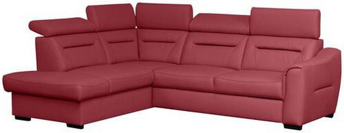 ECKSOFA  in Lederlook Echtleder Rot  - Wengefarben/Rot, Design, Leder/Holz (212/260cm) - Celina Home