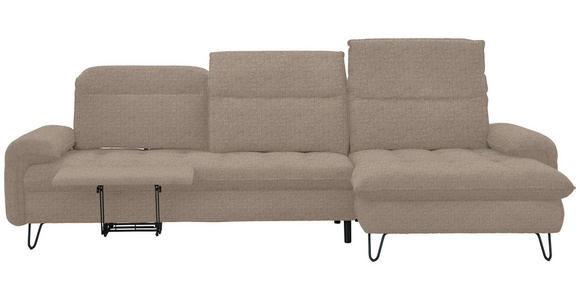 ECKSOFA in Flachgewebe Braun  - Schwarz/Braun, LIFESTYLE, Textil/Metall (310/180cm) - Valnatura