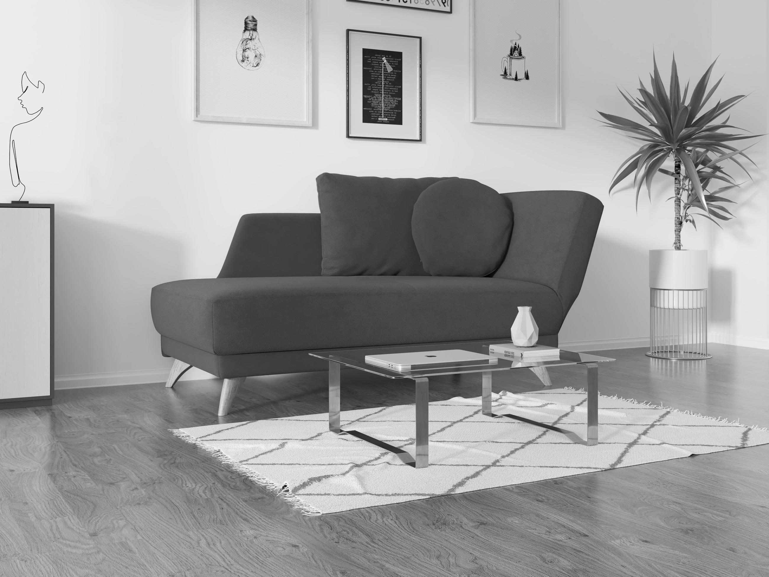RÉCAMIERE in Flachgewebe Dunkelblau  - Eichefarben/Dunkelblau, Modern, Holz/Textil (205/74-87/94cm) - Bali