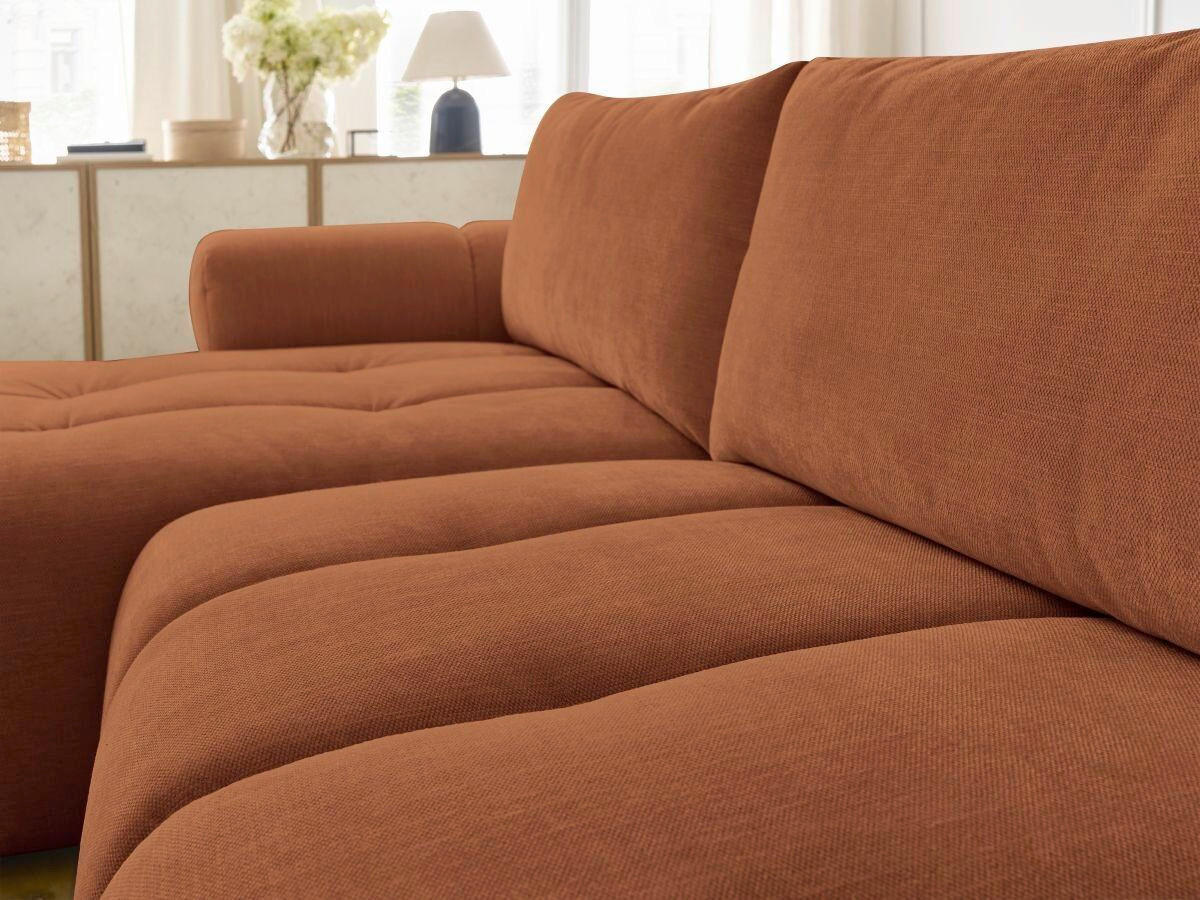 ECKSCHLAFSOFA FUJI Leinenoptik Orange  inkl.  - Schwarz/Orange, MODERN, Kunststoff/Textil (160/292cm)