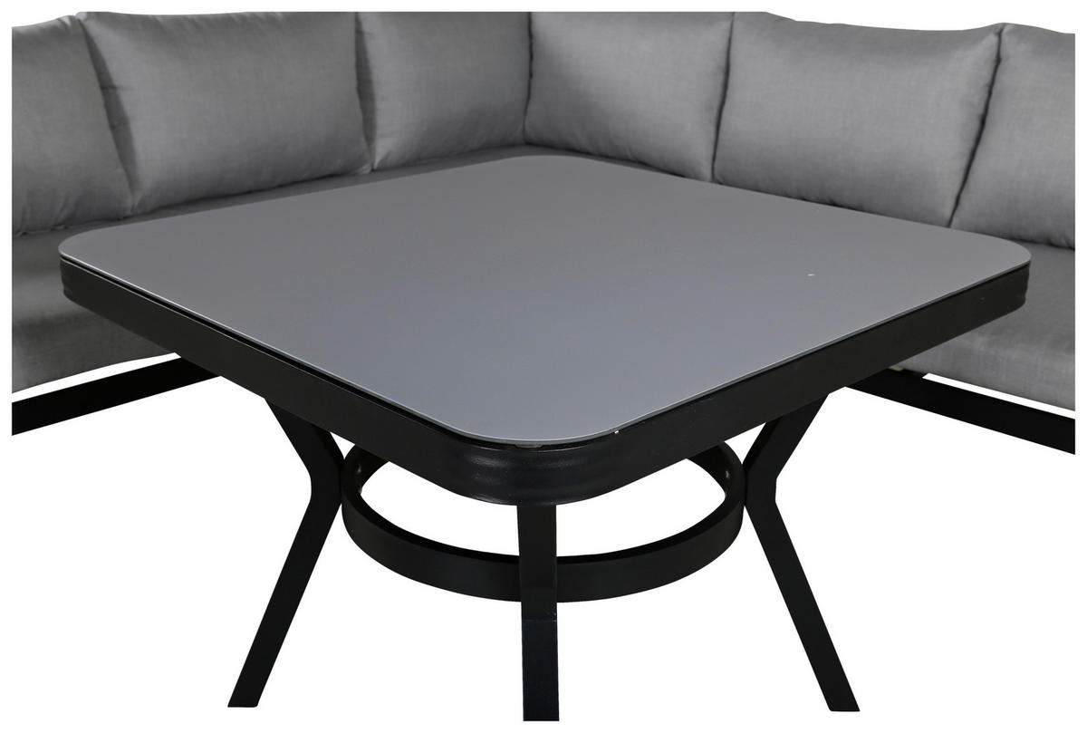 LOUNGEGARNITUR Aluminium  - Schwarz/Grau, KONVENTIONELL, Textil/Metall - Gardenson