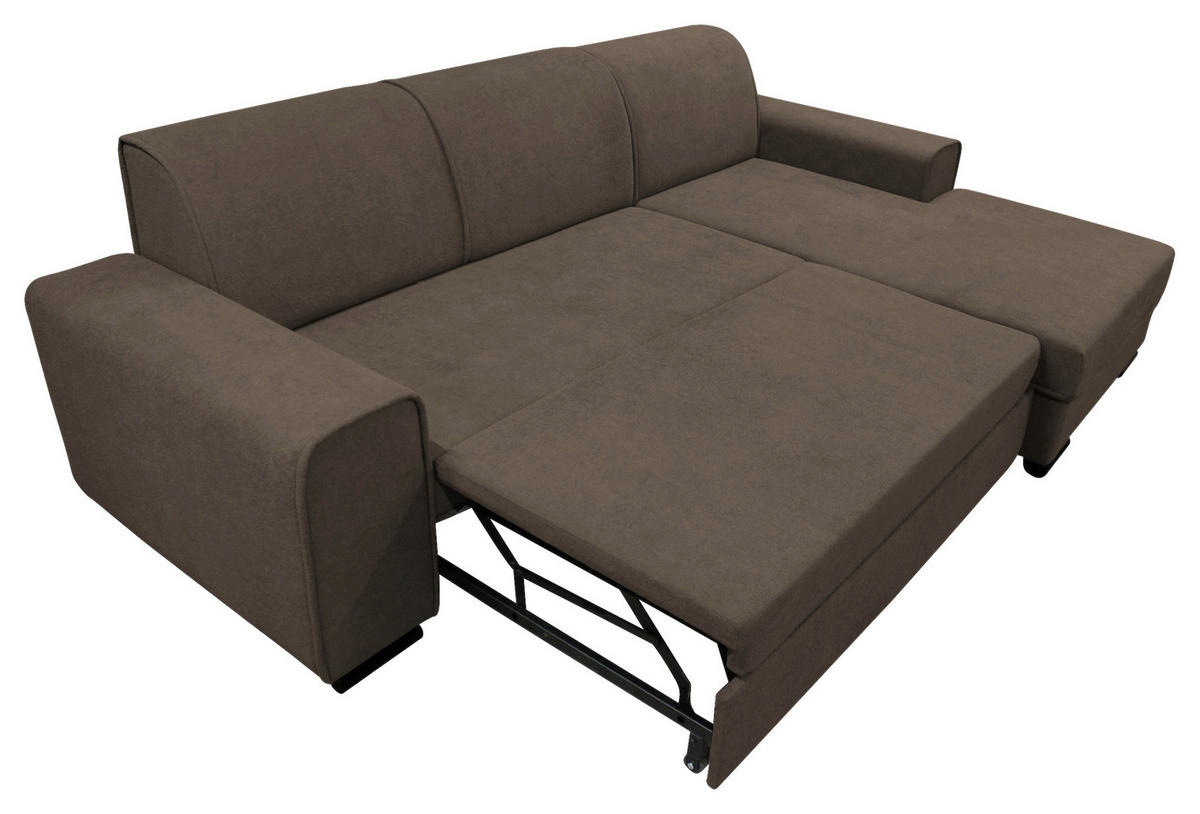 ECKSOFA in Struktur, Bouclé Braun  - Schwarz/Braun, Design, Kunststoff/Textil (270/175cm) - MID.YOU