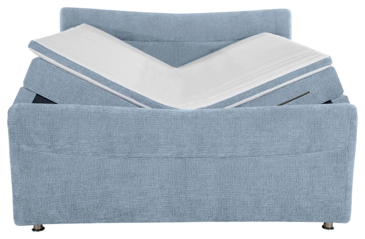 BOXSPRINGBETT 140/200 cm  in Hellblau  - Chromfarben/Hellblau, KONVENTIONELL, Textil/Metall (140/200cm) - Esposa