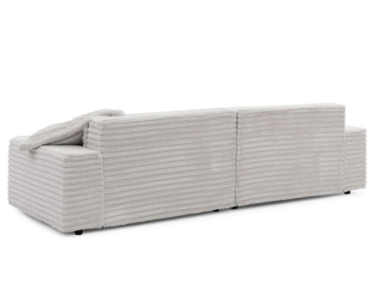 ECKSOFA Cord Hellgrau  - Hellgrau/Schwarz, Design, Kunststoff/Textil (251/142cm) - P & B